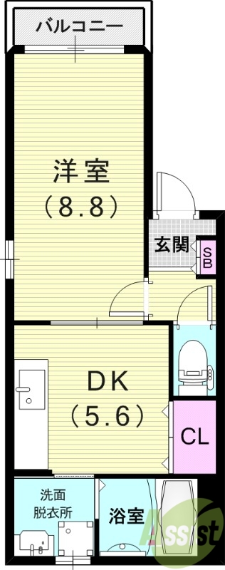 尼崎市瓦宮のアパートの間取り