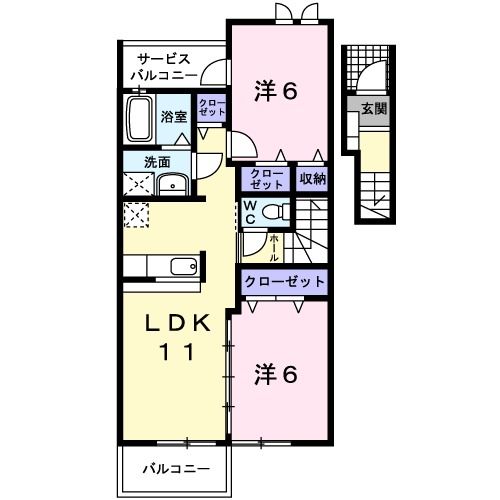 亘理郡亘理町逢隈鹿島のアパートの間取り