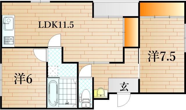 下関市山の田東町のマンションの間取り