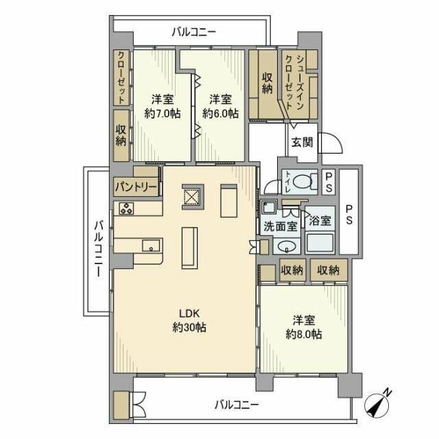 横浜市港北区大豆戸町のマンションの間取り