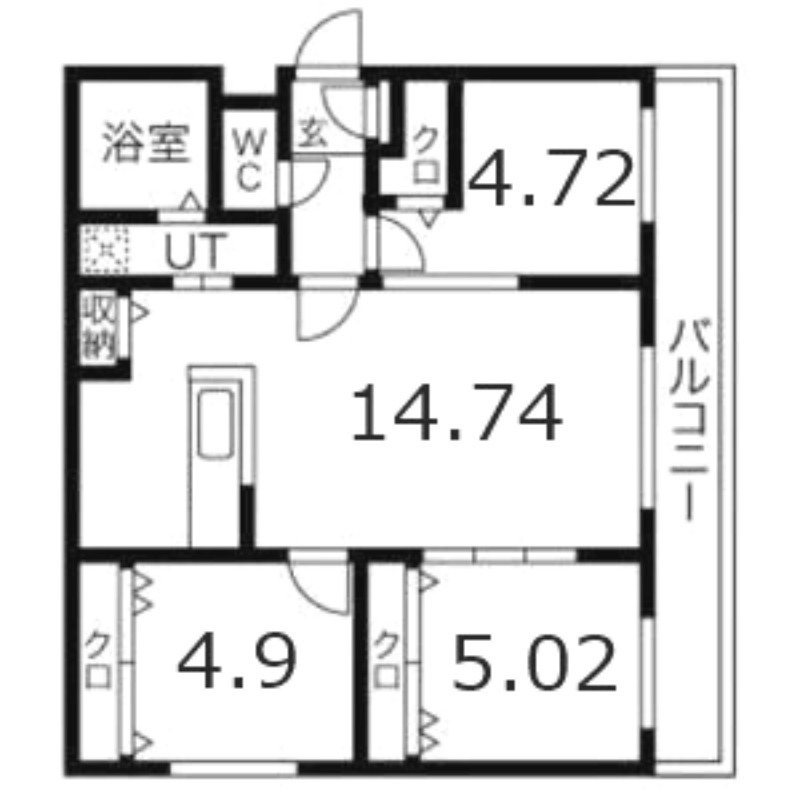 【札幌市手稲区手稲本町三条のマンションの間取り】