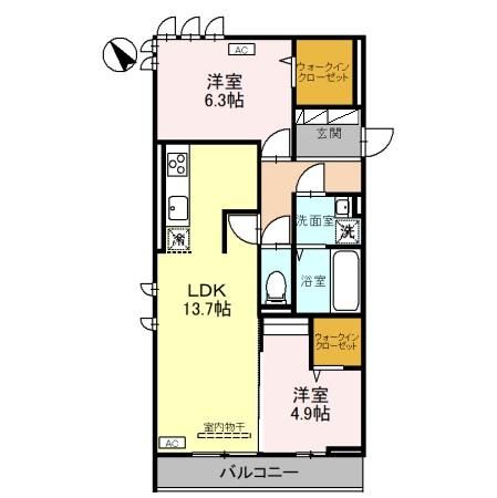 新潟市西区青山のアパートの間取り