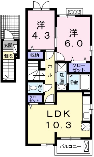 西多摩郡日の出町大字平井のアパートの間取り