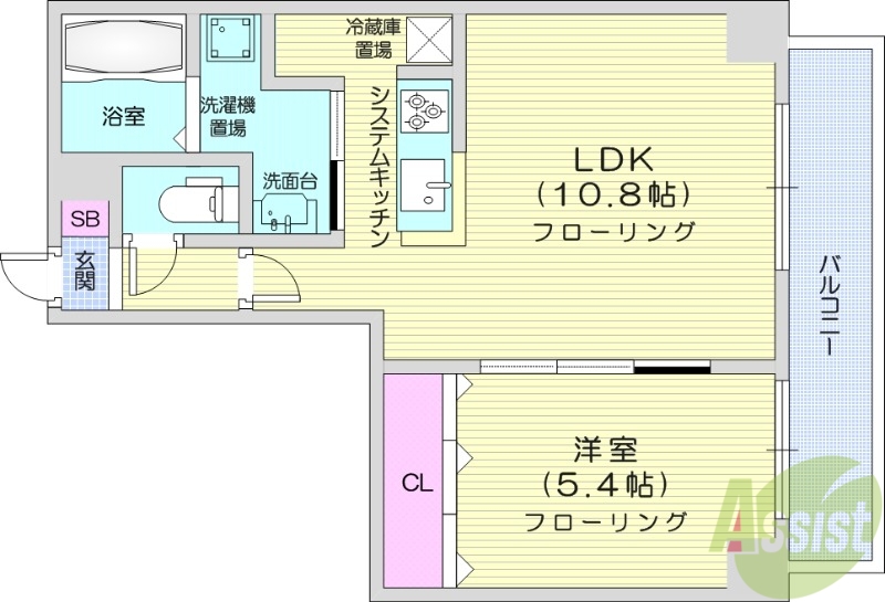 札幌市北区北二十二条西のマンションの間取り