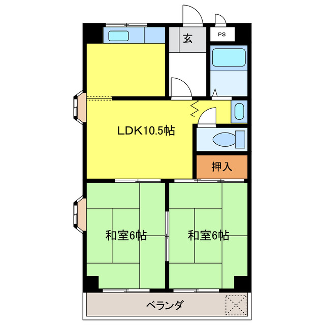 岐阜市六条のマンションの間取り