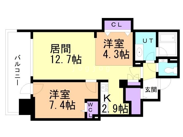 【札幌市東区北七条東のマンションの間取り】