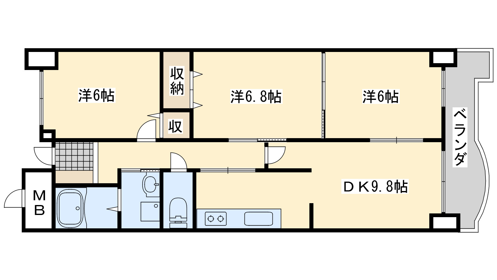 泉佐野市松原のマンションの間取り