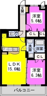 筑紫野市大字筑紫のマンションの間取り