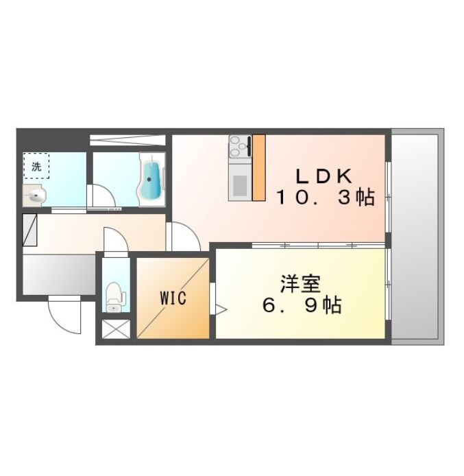 岡山市中区兼基のマンションの間取り