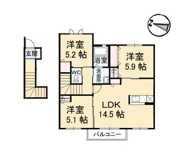 レジデンス緑町　A棟の間取り