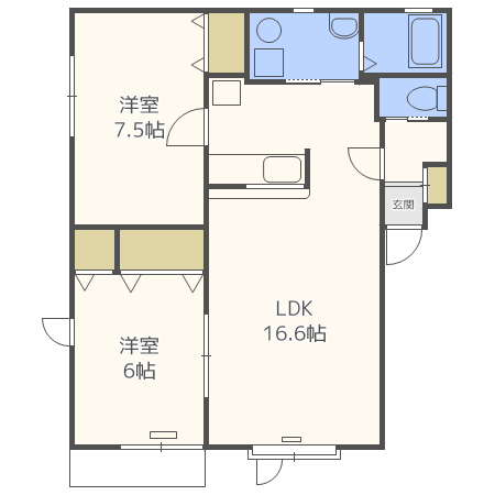 【札幌市東区北三十三条東のアパートの間取り】