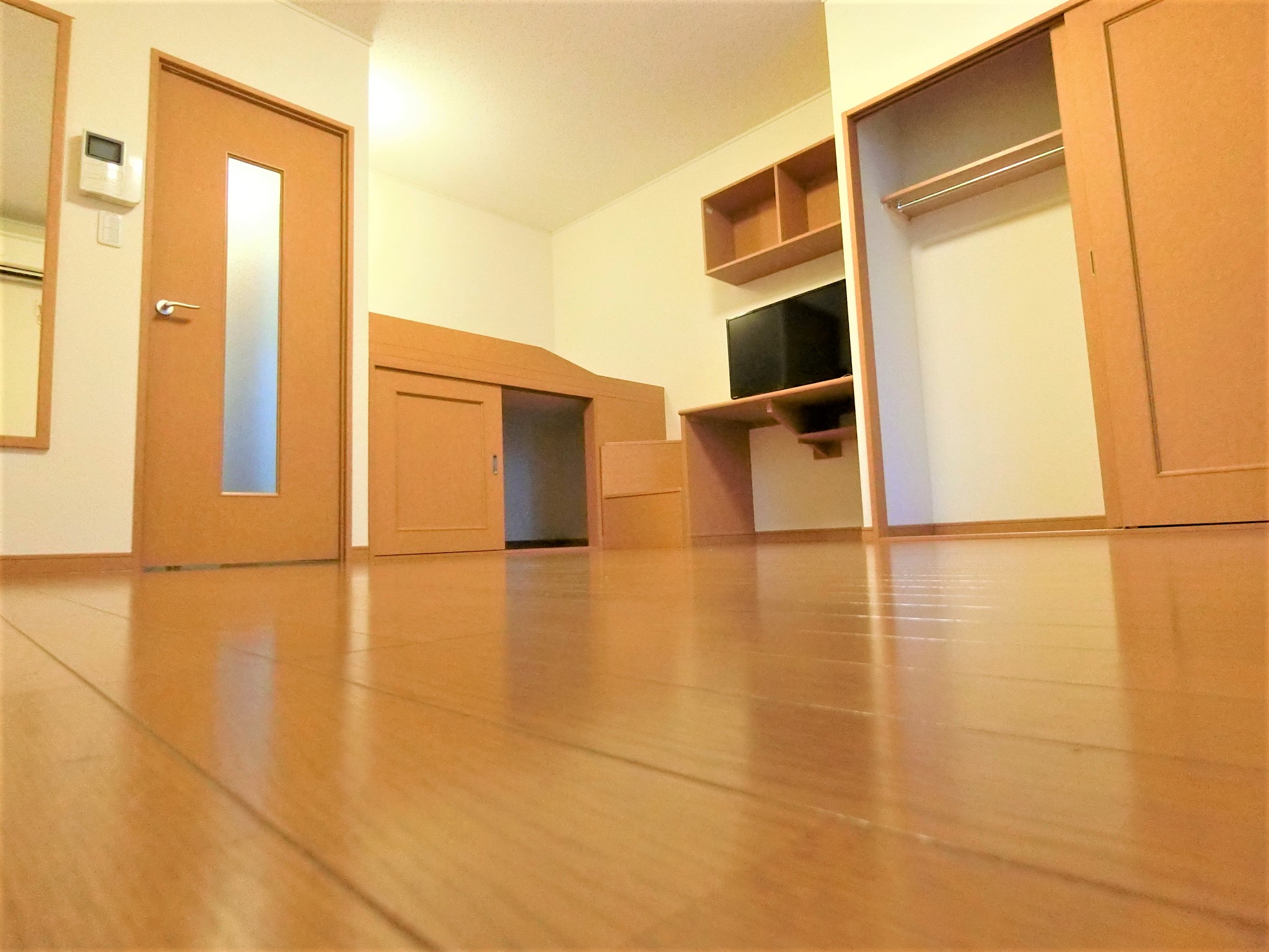 居室・リビング　ベッドスペース・テレビ・クローゼット・照明を完備です☆