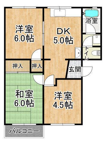 神戸電鉄三田線 五社駅 徒歩18分 5階建 築55年の間取り写真