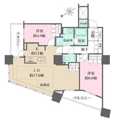 都営大江戸線 西新宿五丁目駅 徒歩7分 60階建 築9年の間取り写真