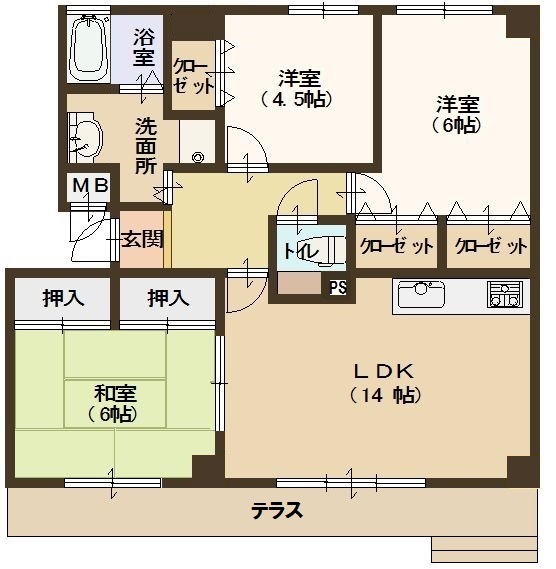 姫路市田寺東のマンションの間取り