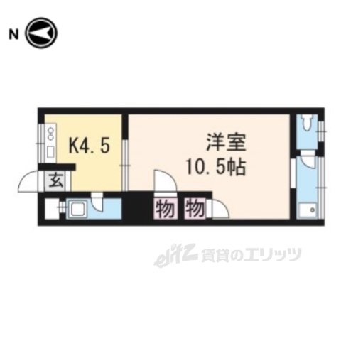 京都市左京区一乗寺河原田町のマンションの間取り