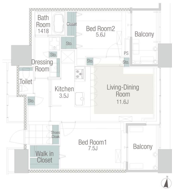 福岡市東区香椎照葉のマンションの間取り