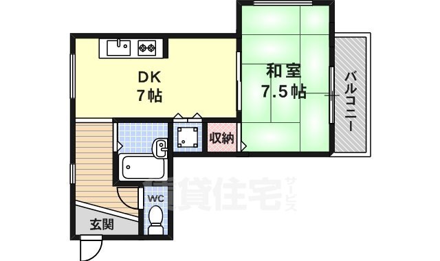 京都市右京区西京極西向河原町のマンションの間取り