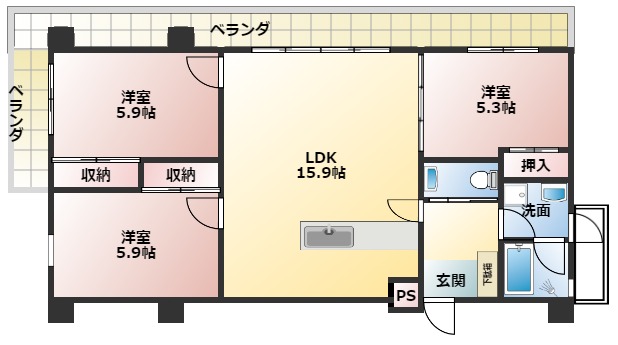 GH7（グリーンハウス7）の間取り