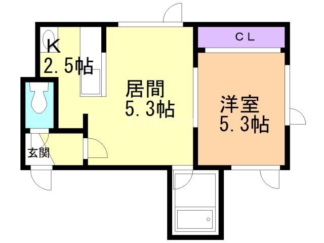 札幌市厚別区青葉町のアパートの間取り