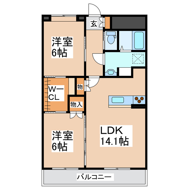 熊本市東区秋津のマンションの間取り