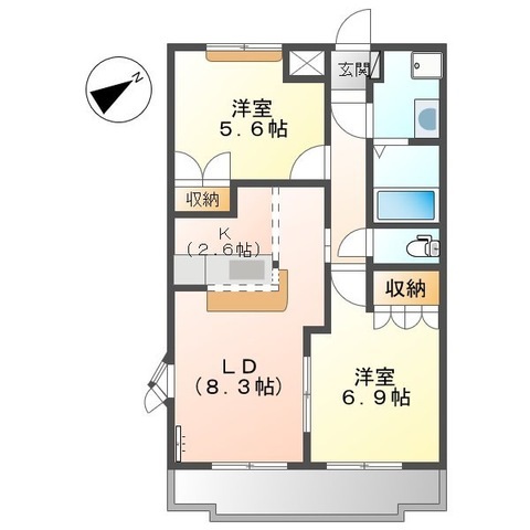 姫路市飾磨区阿成鹿古のアパートの間取り