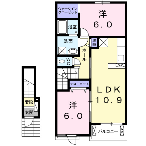 倉敷市真備町有井のアパートの間取り