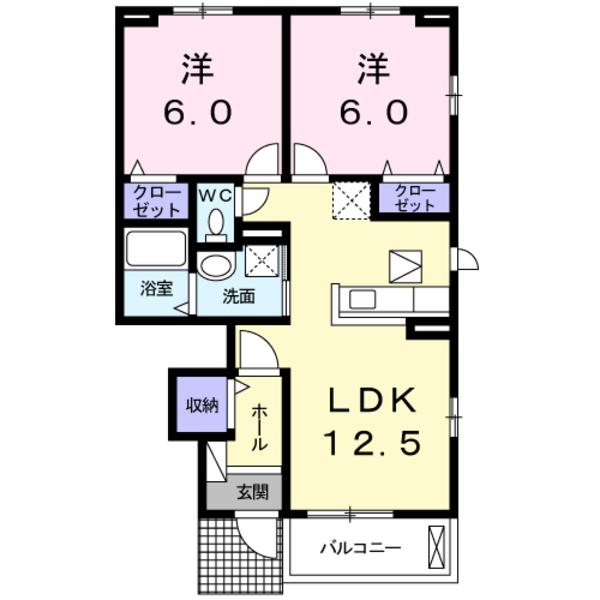 米子市淀江町中間のアパートの間取り