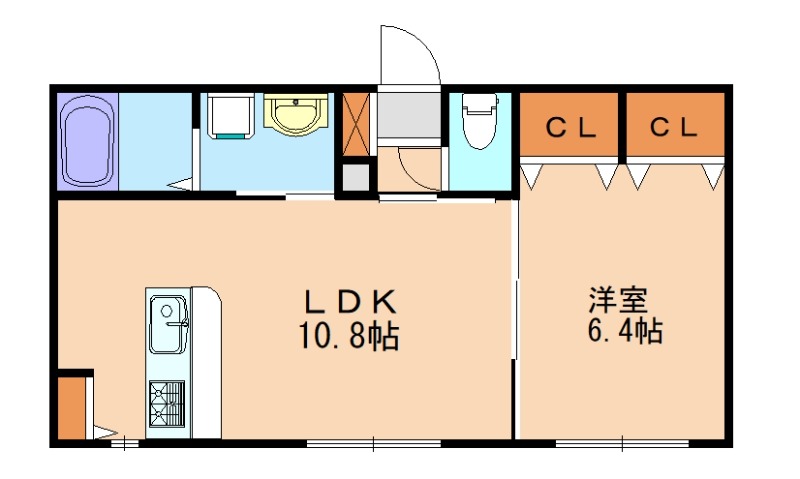 福津市あけぼののアパートの間取り