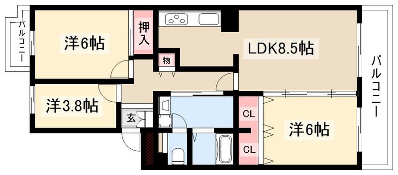 アーバンドエル茶屋ヶ坂の間取り