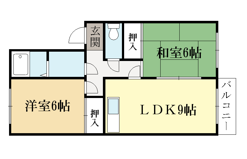 城陽市市辺のアパートの間取り