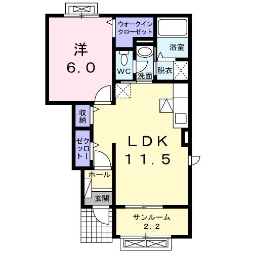 能美市西二口町のアパートの間取り