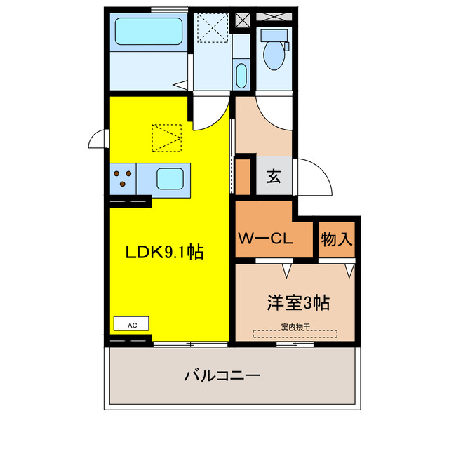 大垣市木戸町のアパートの間取り