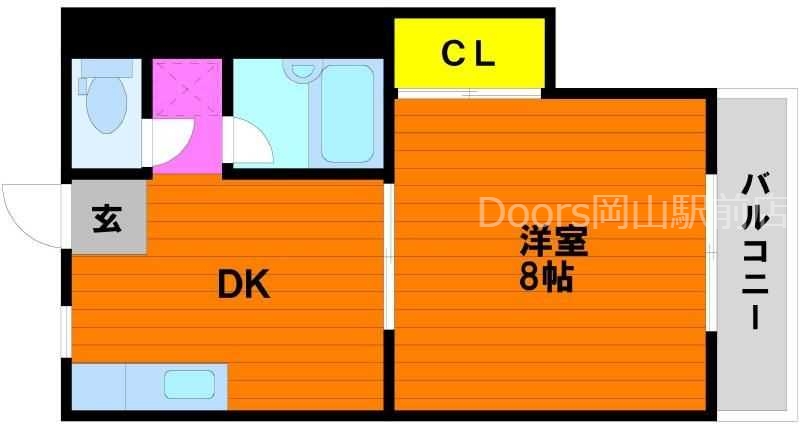 岡山市中区門田本町のマンションの間取り