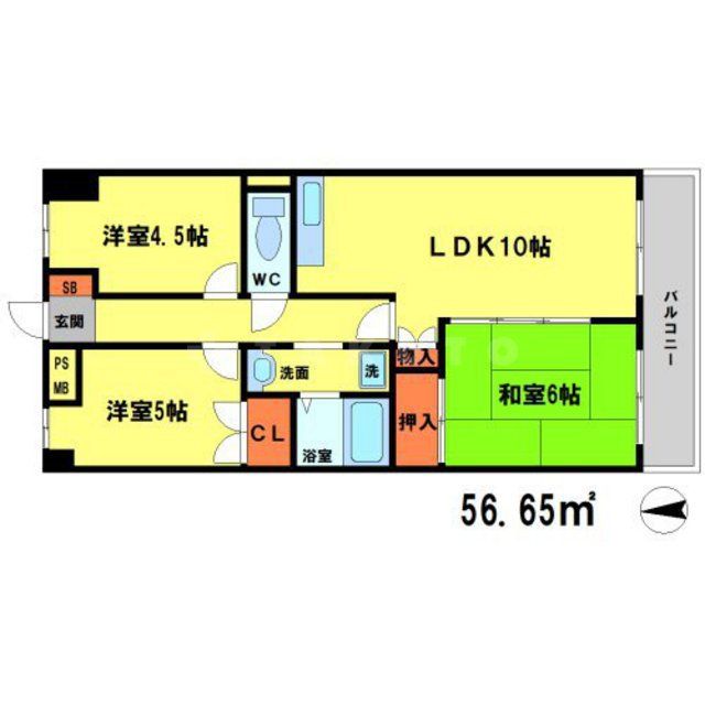 豊中市浜のマンションの間取り