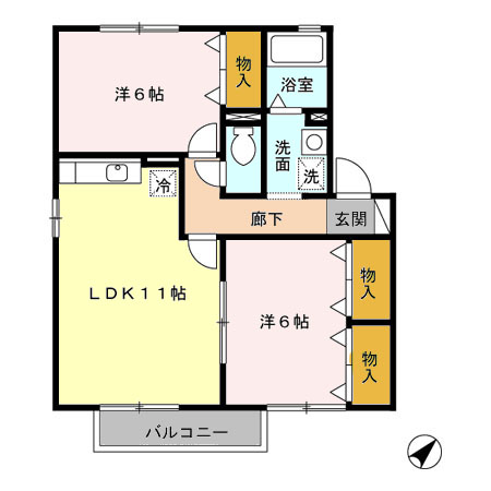 甲府市上今井町のアパートの間取り