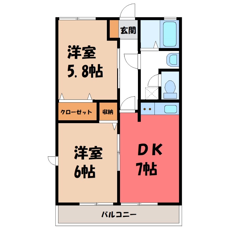 太田市新野町のアパートの間取り