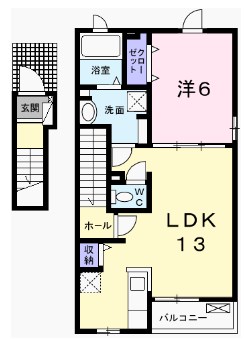 姫路市香寺町中仁野のアパートの間取り