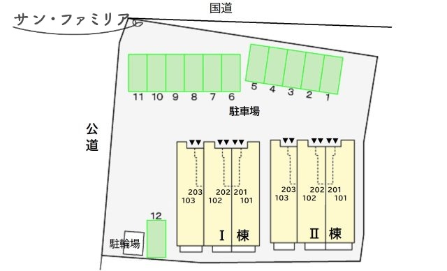 【豊橋市大岩町のアパートの駐車場】