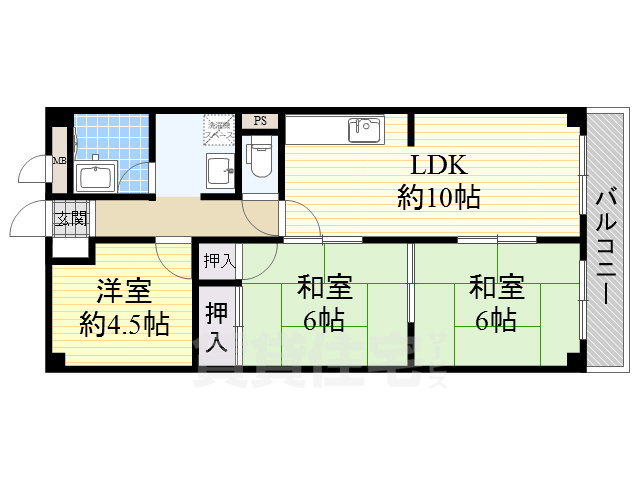 枚方市牧野下島町のマンションの間取り