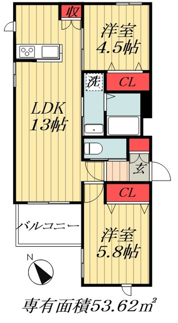 【浦安市北栄のマンションの間取り】