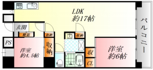 広島市中区光南のマンションの間取り