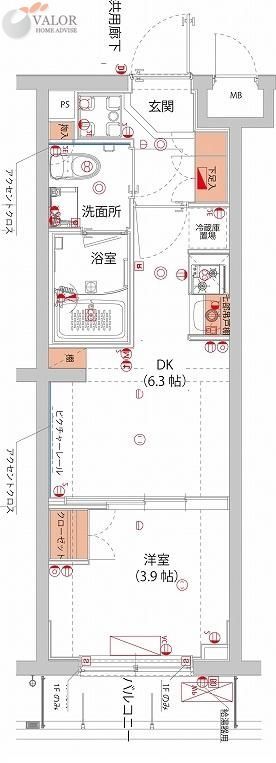 川崎市中原区小杉町のマンションの間取り