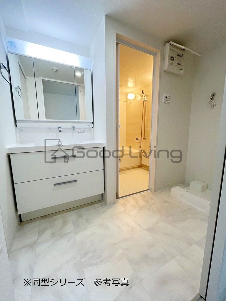 洗面設備　三面鏡で身だしなみと収納ばっちり(^^♪