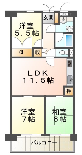 パレス朝霧ヶ丘の間取り写真