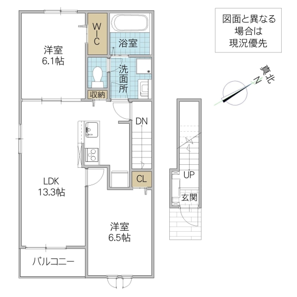 ＪＲ常磐線 赤塚駅 徒歩26分 2階建 築4年の間取り写真