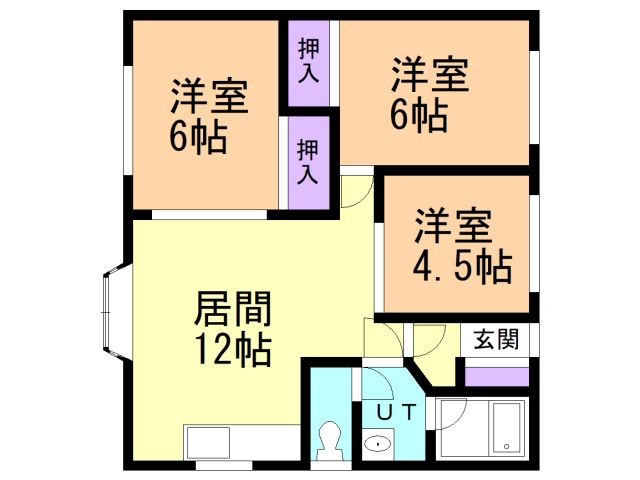 苫小牧市日吉町のアパートの間取り