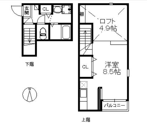 福岡市西区大字千里のアパートの間取り