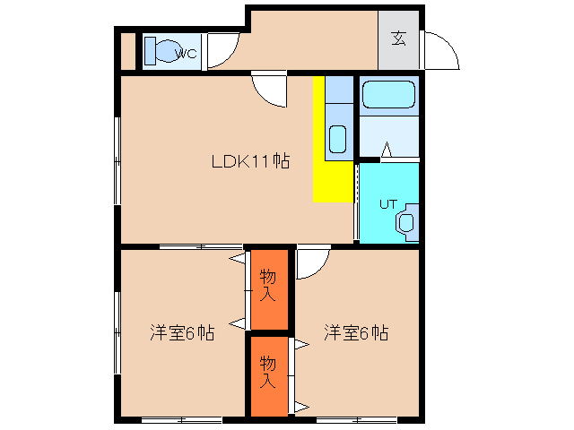 函館市弥生町のアパートの間取り