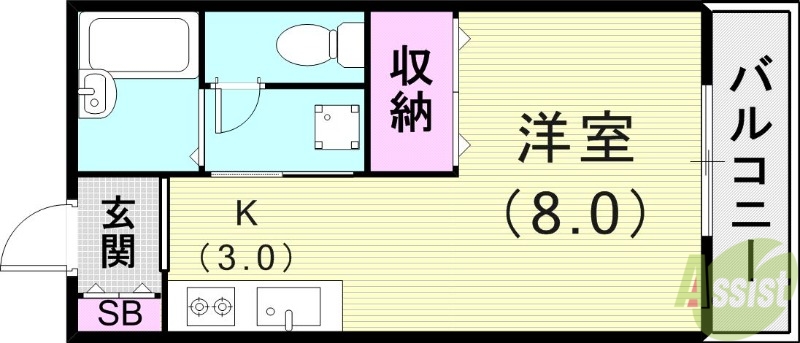 【ハイツ芦屋川西の間取り】